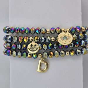 CUARTETO DE PULSERAS TORNASOL CON INICIAL